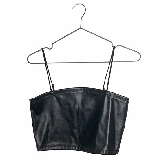 3/30 🖤 faux leather crop cami top | nwot - Picture 3 of 3